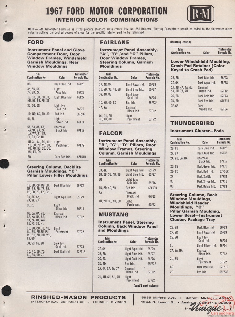 1967 Ford Paint Charts Rinshed-Mason 4